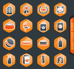 Goods for pets icons set