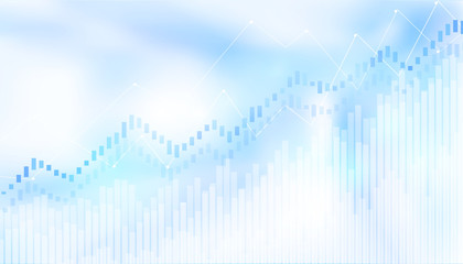Abstract financial chart with uptrend line graph in stock market on blue light background.growing income, schedule.vector