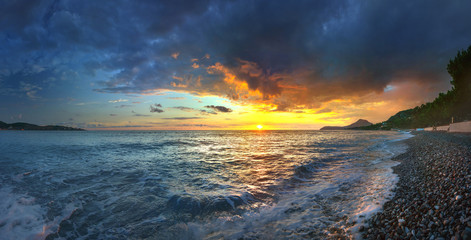 Sunset on the coast of the Adriatic Sea - 319689790