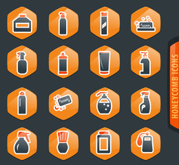 Household chemicals icons set