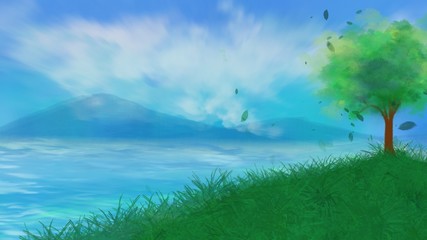 Obraz na płótnie Canvas landscape with trees and blue sky