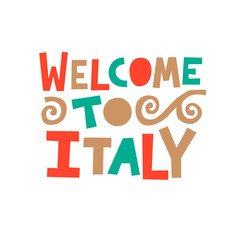 Italy welcome card, banner, hand made font