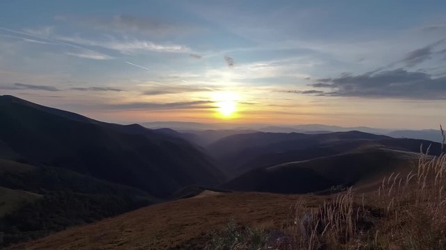 Sunset in the Ukrainian Carpathians, timelapse