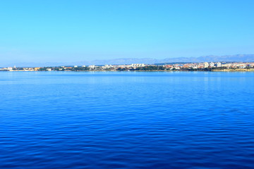 Naklejka na ściany i meble Zadar, touristic destination in Croatia, panoramic view from the sea 