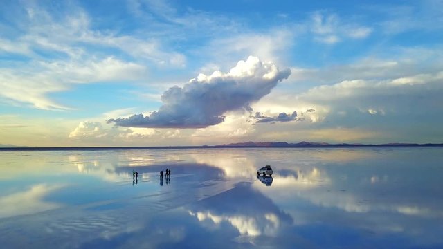 Uyuni lake DRONE beautiful reflection 