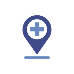 Obraz premium pin location with medical cross symbol