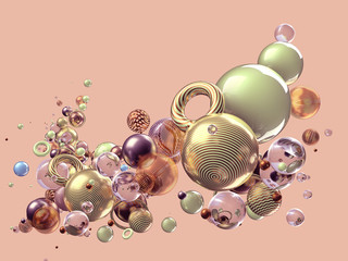 Beautiful abstract background with primitives and geometry. 3d illustration, 3d rendering.