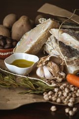 Codfish and traditional Portuguese ingredients