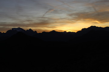 beautiful sunset view on the top of mountain