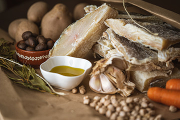Codfish and traditional Portuguese ingredients