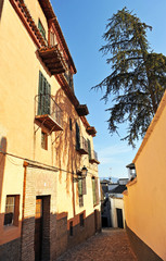 Fototapeta na wymiar Street of the Albaicin neighborhood in Granada, Andalusia, Spain