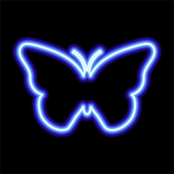 blue neon sign of butterfly on black background Stock Illustration | Adobe  Stock