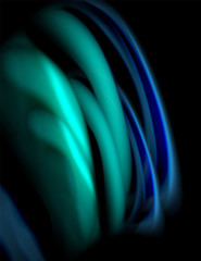 Silk smooth lines on black, liquid fluid color waves. Vector Illustration