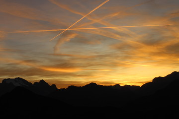 beautiful sunset view on the top of mountain