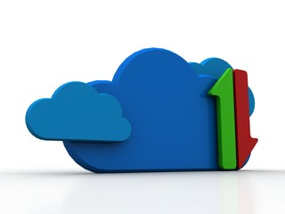 3d illustration Cloud with uploading downloading arrow 