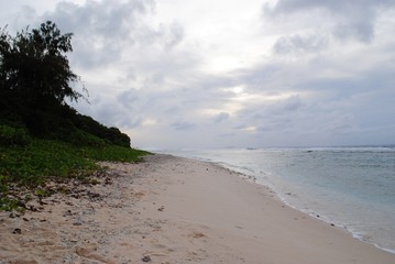Stretch of Wing Beach on a gloomy day, Saipan.