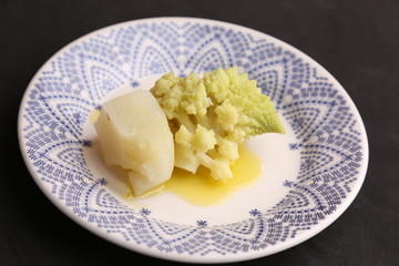 romanesco vegetable dish in color background