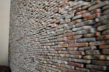 Wide shot of an old brick wall