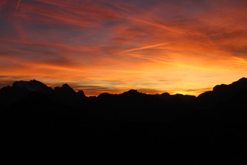 beautiful sunset view on the top of mountain