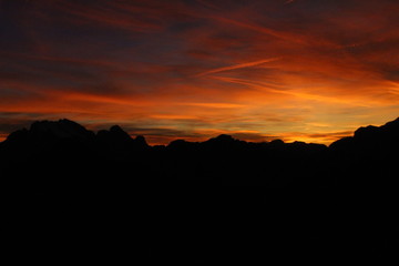 beautiful sunset view on the top of mountain