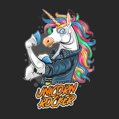 UNICORN ROCKER JACKET RIDER ARTWORK VECTOR