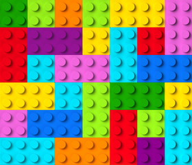 Fototapeta premium Colorful building blocks 3D top view