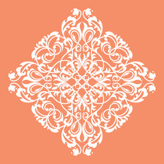 Damask graphic ornament. Floral design element. Pink vector pattern