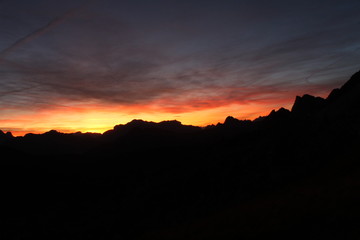 beautiful sunset view on the top of mountain