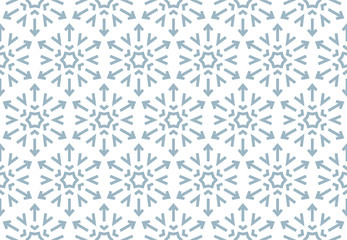 Abstract geometric pattern with lines, snowflakes. A seamless vector background. White and blue texture. Graphic modern pattern