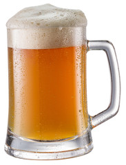 Glass of unfiltered white beer isolated on a white background.