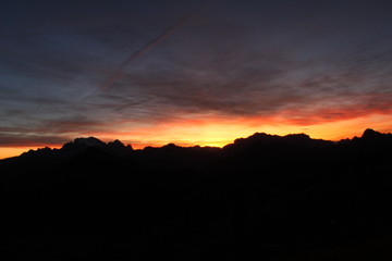 beautiful sunset view on the top of mountain