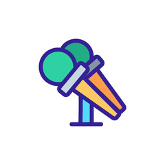 microphone for speaker vector icon. Thin line sign. Isolated contour symbol illustration