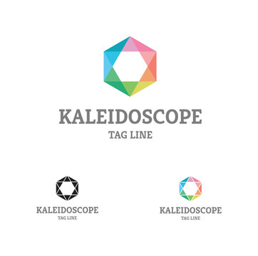 Kaleidoscope Comb Logo  Flat design of logo, with colorful kaleidoscope palette, could be used in many different categories, any company or organization. 