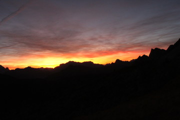 beautiful sunset view on the top of mountain