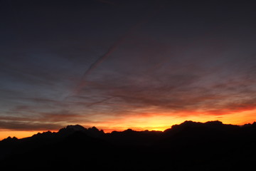 beautiful sunset view on the top of mountain