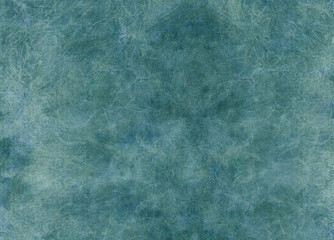 Fototapeta na wymiar Fantasy mystic grunge background in blue-green tones of aquamarine color. Light scratches bizarrely intertwine in patterns, imitate cracks on ice. Beautiful unusual handcrafted texture
