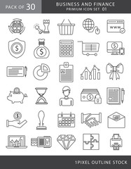 30 Business and finance line icons set