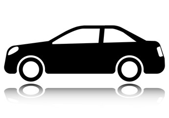 simple car icon, flat design - vector