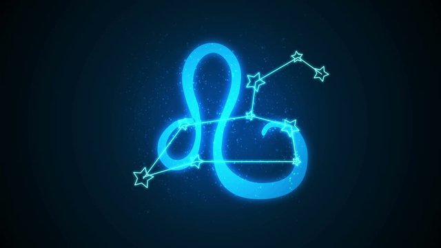 Leo zodiac constellation icons signs with galaxy stars background, Astrology symbol horoscope