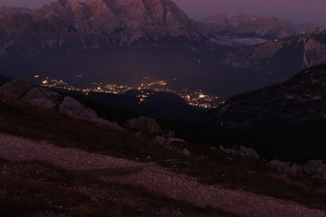 beautiful city lights view on the top of a mountain