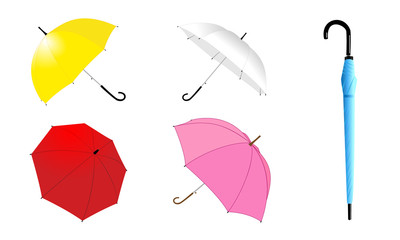 Illustration set of various types of umbrellas