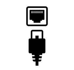 Lan cable and connector (plug) vector icon illustration - obrazy, fototapety, plakaty