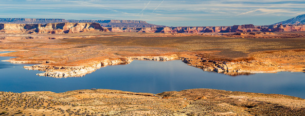 Lake Powell seen from the Wahweap Overlook in Page, Arizona USA