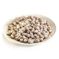Chickpeas on a white isolated background. Food peas for your website design. Kitchen theme cuisine and cooking