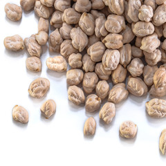 Chickpeas on a white isolated background. Food peas for your website design. Kitchen theme cuisine and cooking