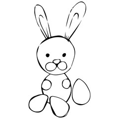  Hare, black and white vector illustration for coloring book. 