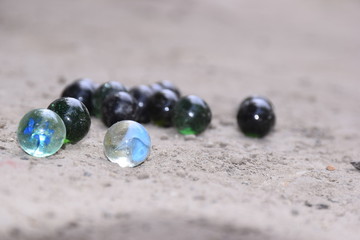 colorful marbles played by children in indian village