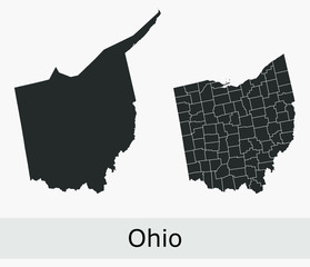 Ohio vector map counties, townships, regions, municipalities, departments, borders