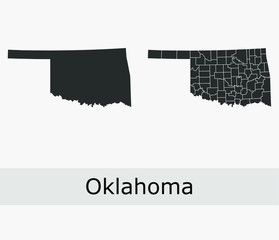 Oklahoma vector maps counties, townships, regions, municipalities, departments, borders