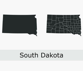 South Dakota vector maps counties, townships, regions, municipalities, departments, borders